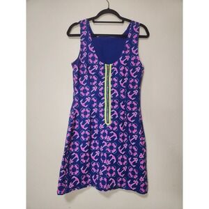 Macbeth Collection Nautical Themed Shift Dress Womens Size M Blue Sleeveless